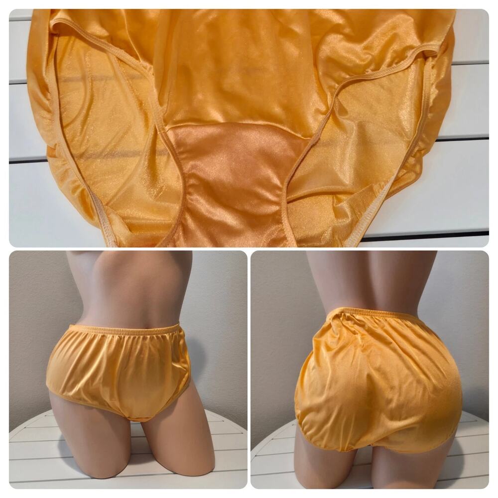 Shadowline 11032 Bikini Panty Shiny Nylon Full Cut Silky Tango Orange 10/3XL